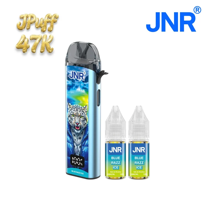 JPUFF JNR - Blue Razz Ice - Puff compacte livrée avec 2 fioles de eliquide JNR fruité