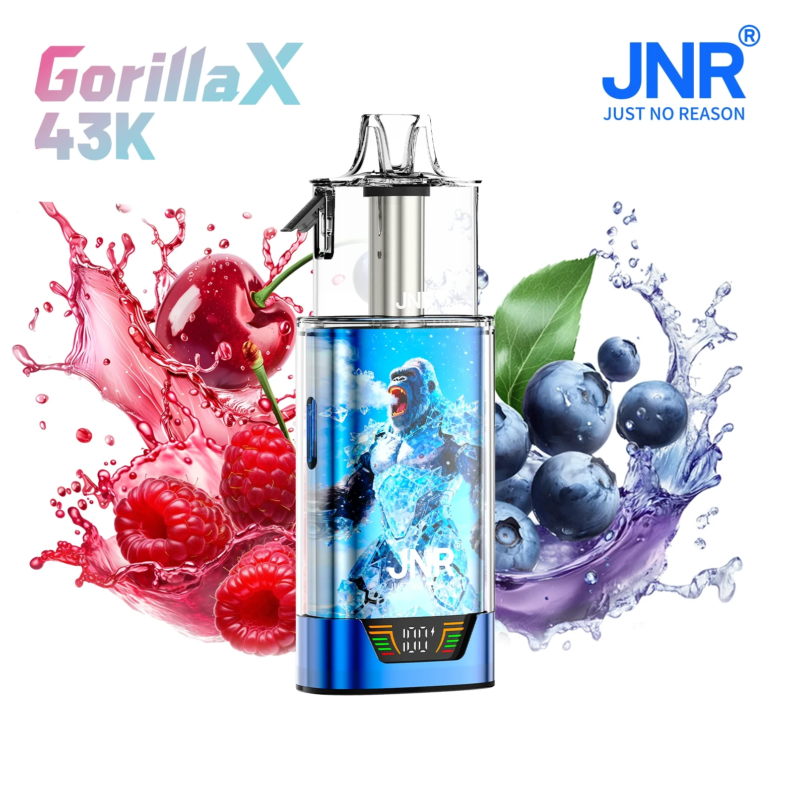 JNR Gorilla 43K 0mg nicotine - Blue Razz Cherry - Puff sans nicotine 43 000 bouffées goût fruité cerise myrtille