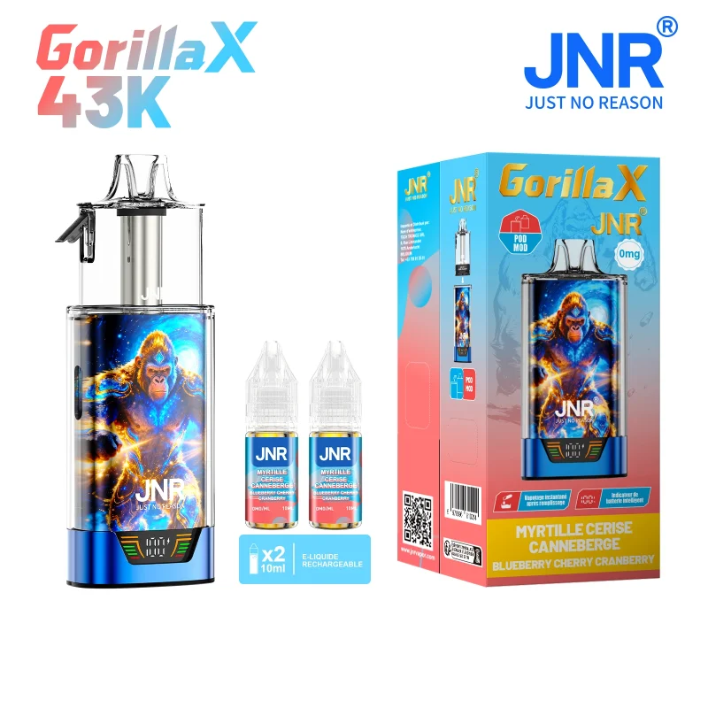 JNR Gorilla Blueberry Cherry Cranberry sans nicotine - 2 flacons d'e-liquide JNR 0 mg/ml
