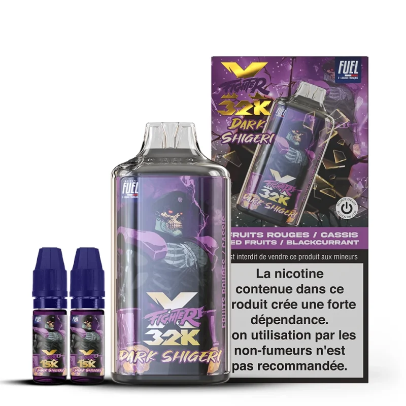Puff 32K XFighter Fuel - Puff 32K livrée avec 2 flacons d'e-liquide maison fuel 10 ml sans nicotine.