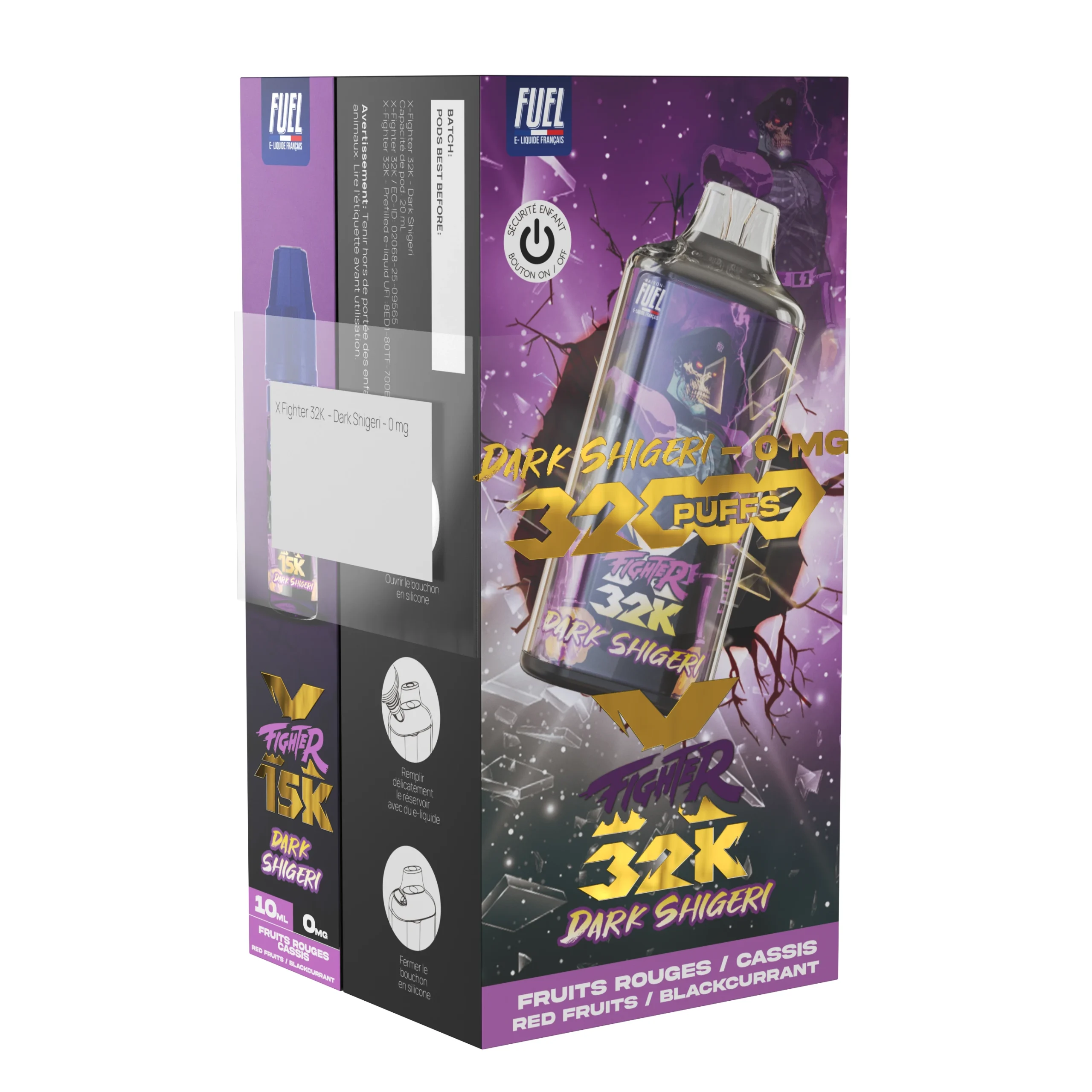 Boite de la puff XFighter Fuel Dark Shigeri Sans nicotine