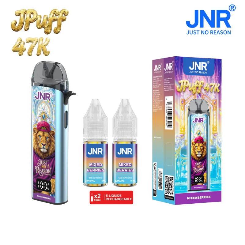 JPUFF JNR MIXED BERRIES - Puff rechargeable avec 2 flacons d'e-liquide fruits rouges