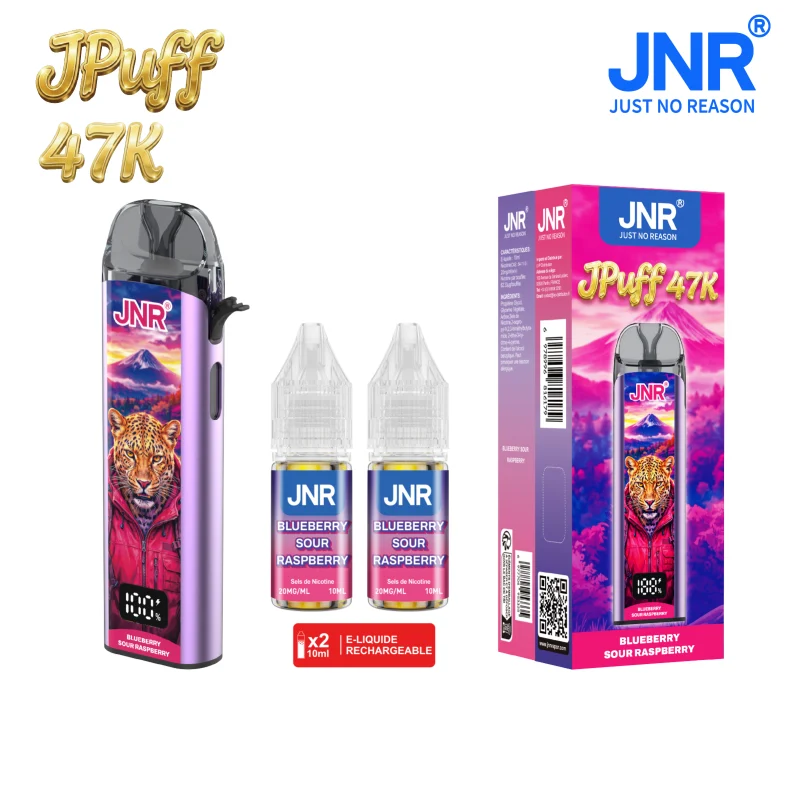 Puff JNR Blueberry Sour Raspberry 47000 bouffées - livrée avec 2 flacons d'e-liquide