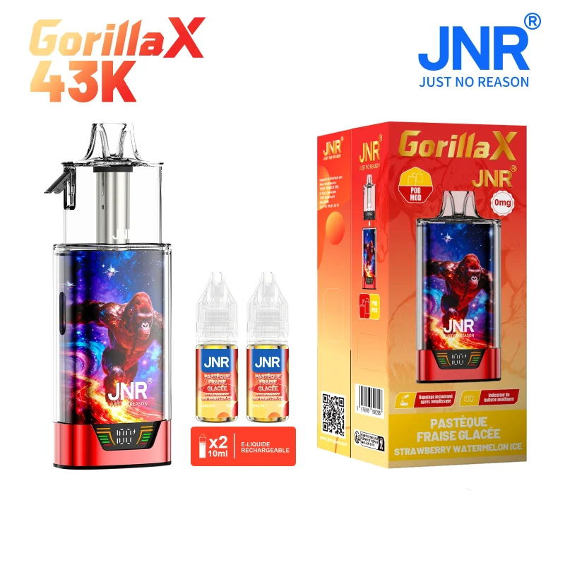 Puff JNR Gorilla 43K SANS NICOTINE- goût fraise pastèque glacé
