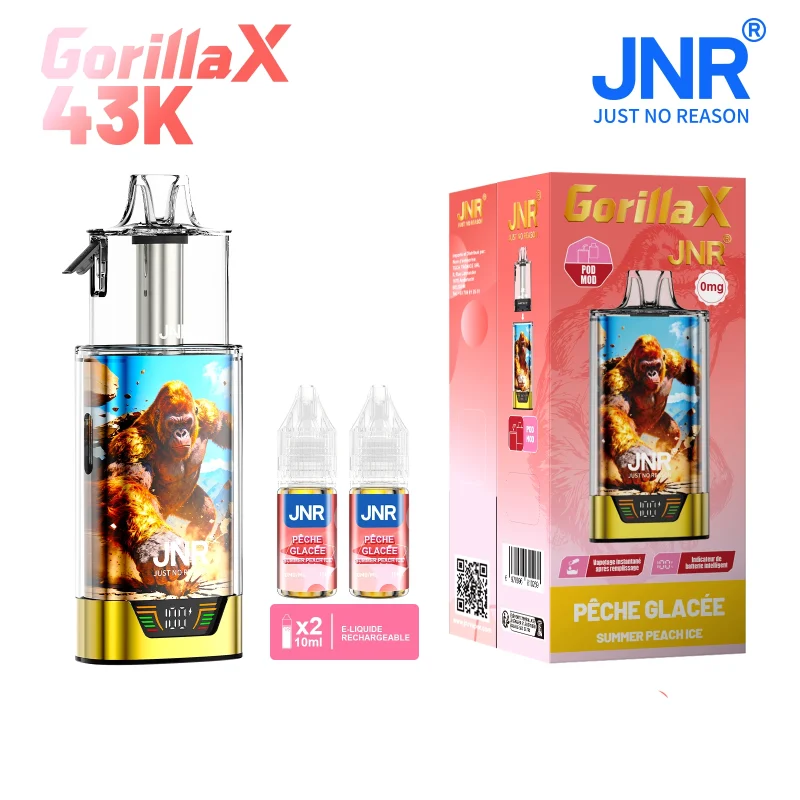 JNR SUmmer Peach Ice puff 43K Gorlla sans nicotine (0mg/Ml)