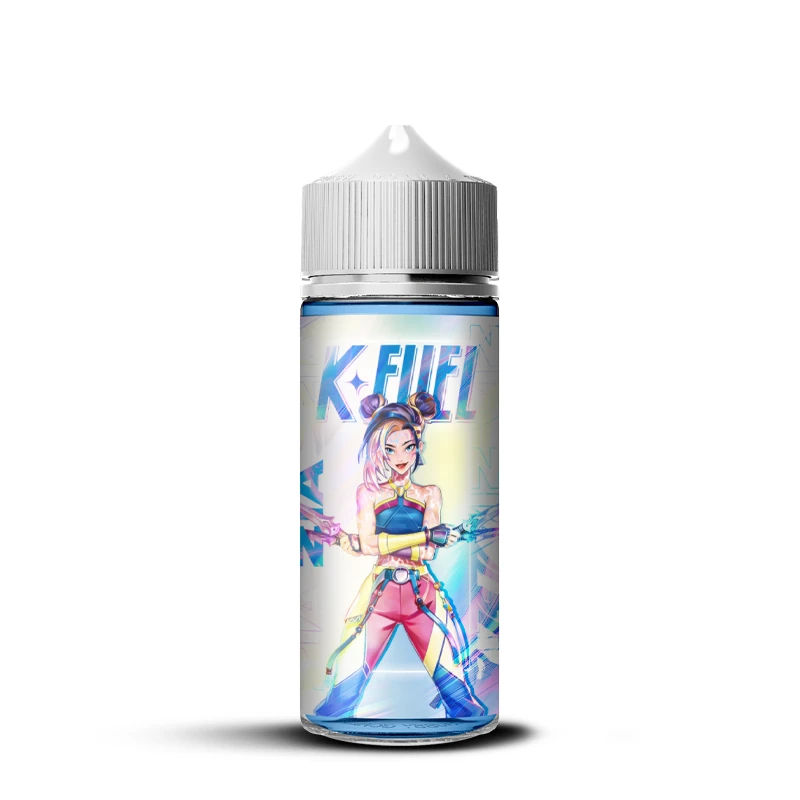 flacon de 100 ml d'e-liquide sans nicotine, prêt à booster - Gamme K-Fuel par Maison Fuel - Goût "Zia" Framboise bleue et cassis glacé.