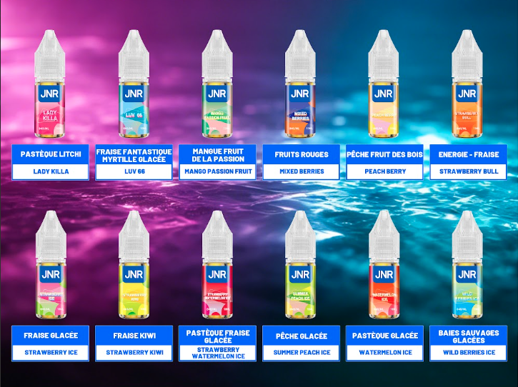 Liste des goûts JNR E-liquide 0mg sans nicotine