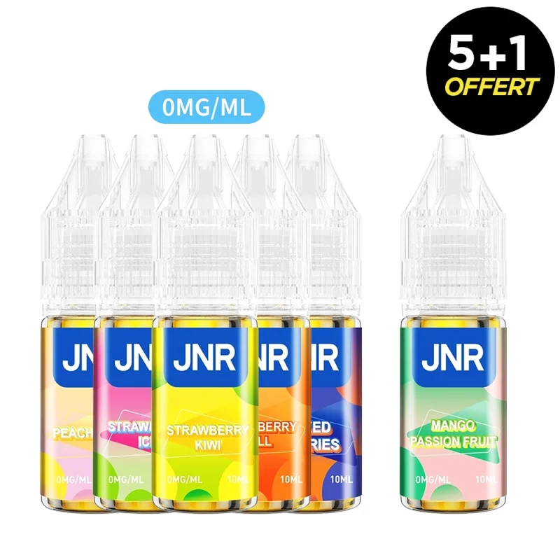 Pack Lot de 6 flacons de e-liquide JNR SANS NICOTINE - 5+1 offert