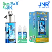 Puff JNR Gorilla livrée avec 2 flacons d'e-liquide JNR sans nicotine goût Blue razz ice