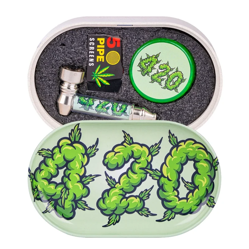 Boite 420 Grinder + Pipe métal - Plateau aimanté