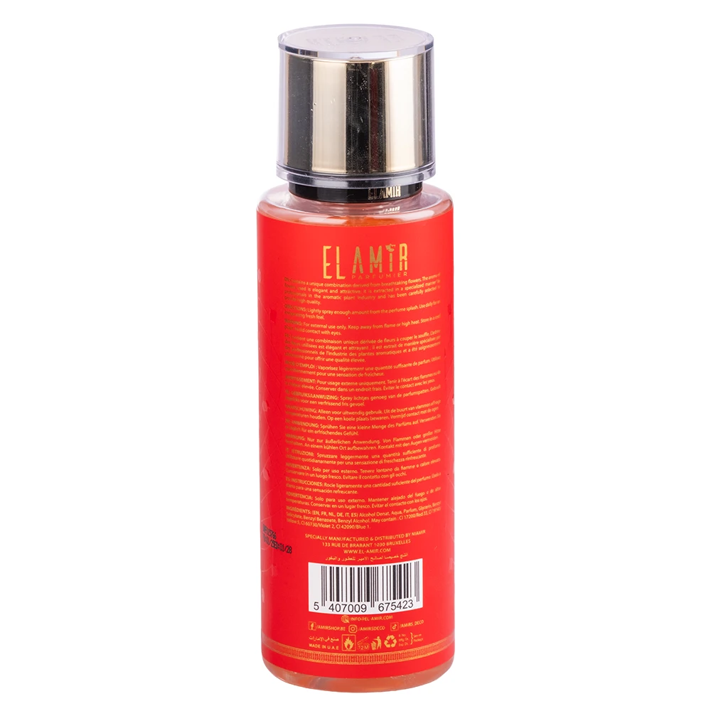 Brume parfumée corps et cheveux pour femme au jasmin, ambre et safran. Fabriqué à Dubaï
