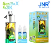 Puff JNR Gorille livrée avec 2 flacons d'e-liquide goût fresh mint (menthe fraiche) sans nicotine 0mg/ml.