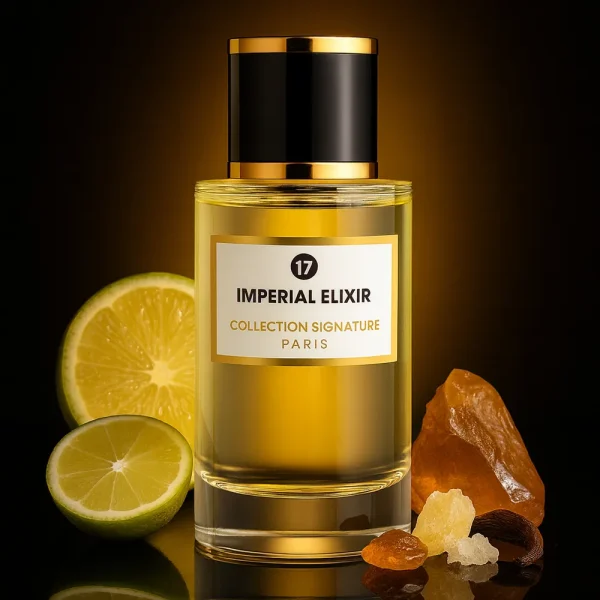 parfum de dubai aux notes d'agrumes et d'ambre. flacon 50 ml Imperial Elixir par EL Amir parfumier.