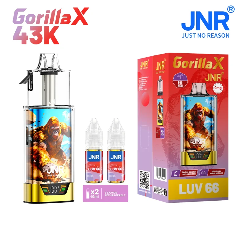 JNR Gorilla sans nicotine 43K - 2 flacons d'e-liquide sans nicotine goût Luv 66