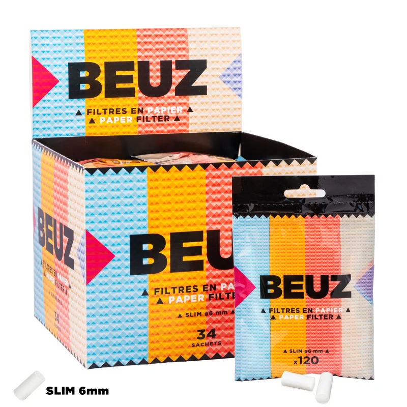 Filtres papier slim Beuz - Boite de 34 sachets