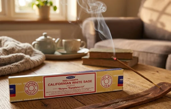 encens naturel indien à la sauge californienne - fabriqué à la main à partir de plantes et d'épices. Purificateur d'intérieur, idéal méditation, yoga...