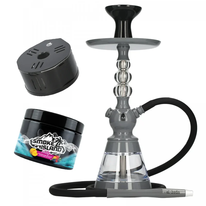 pack chicha celeste el badia - kit complet avec la chicha celeste, système de chauffe et gout chicha smoke island