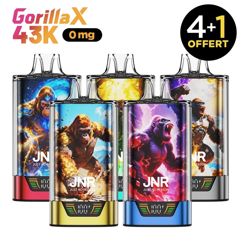 puff gorilla jnr en lot - pack de 5 puffs pas cher - sans nicotine - 1 puff offerte - livraison rapide 24
