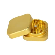 Grinder en métal premium de forme carrée - grinder carré 2 parties doré