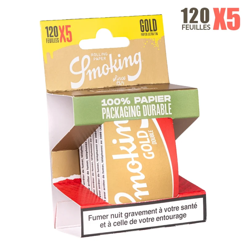 Feuilles SMOKING Gold Regular Double - Lot de 5