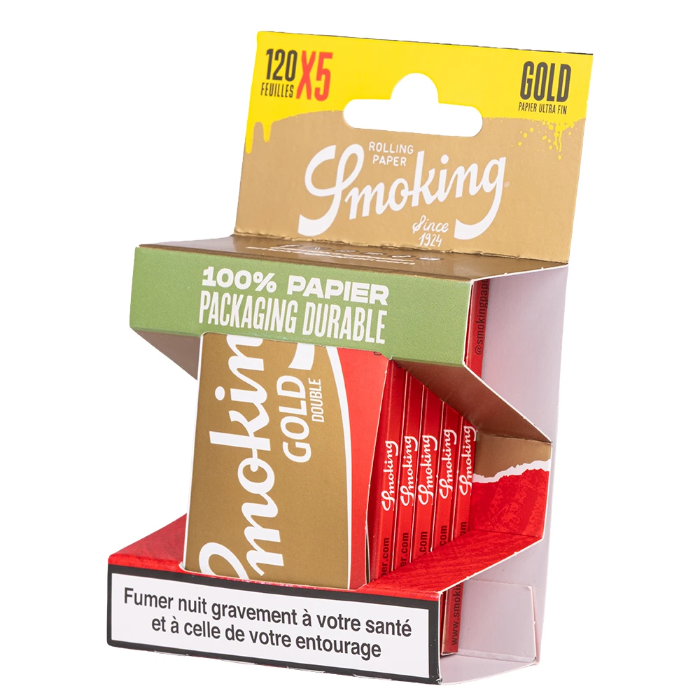 Feuilles SMOKING Gold Regular Double - Lot de 5 – Image 2