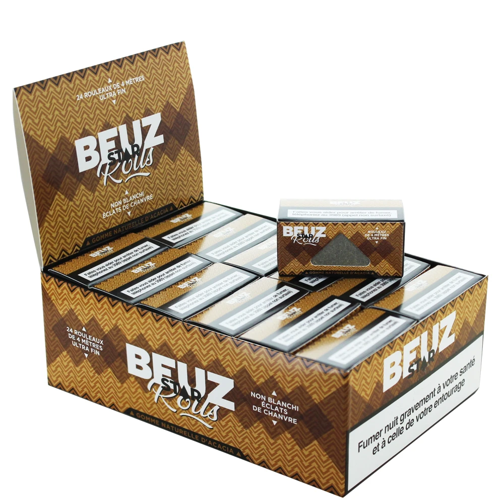 Boite de 24 rouleaux de feuille à rouler naturelle BEUZ STAR