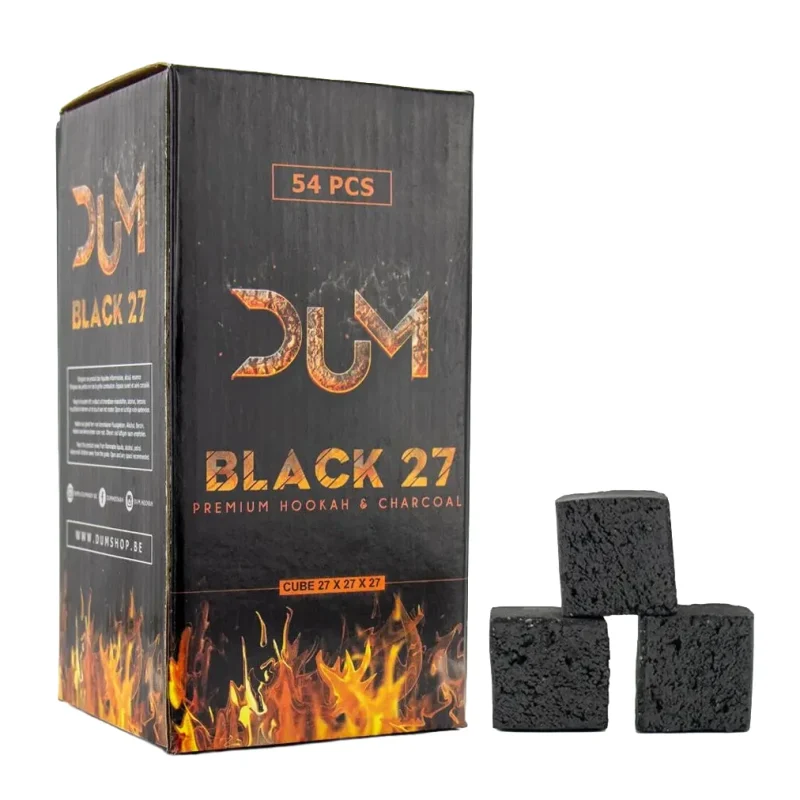 charbon chicha 27mm naturel noix de coco DUM BLACK 27- boite de 1 kg 54 cubes environ.