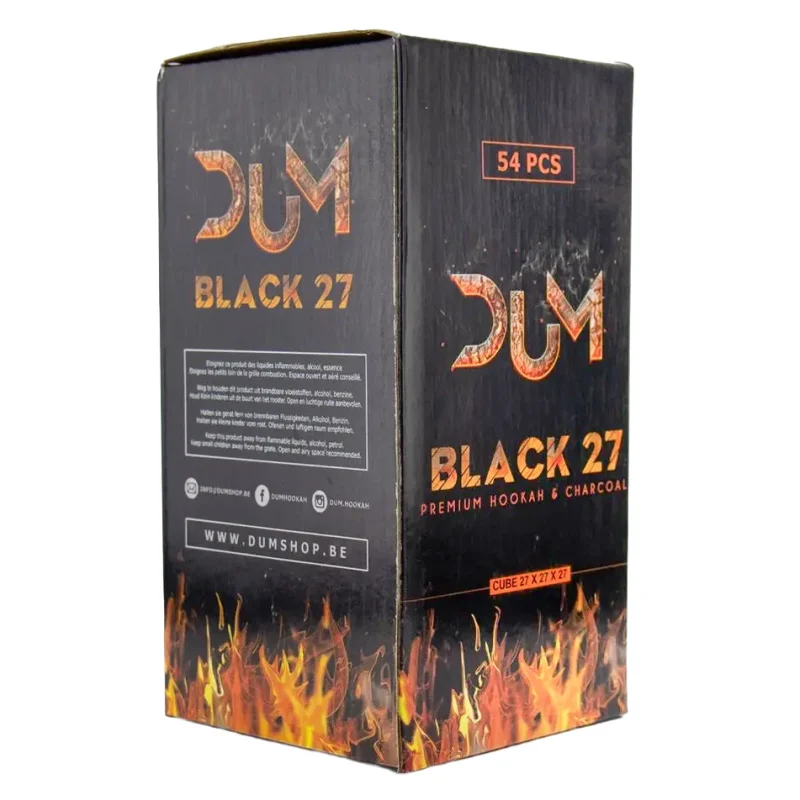 boite de 1kg de charbon chicha naturel DUM BLACK 27 mm de diamètre.