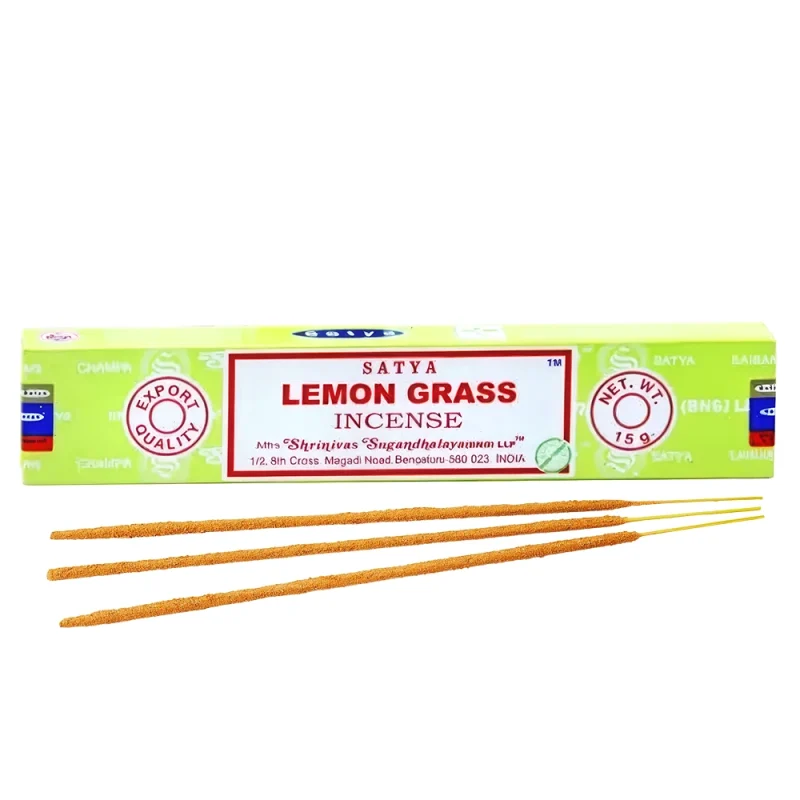 encens naturel indien lemongrass (citronnelle) satya - paquet de 15g soit environ 12 bâtonnets.