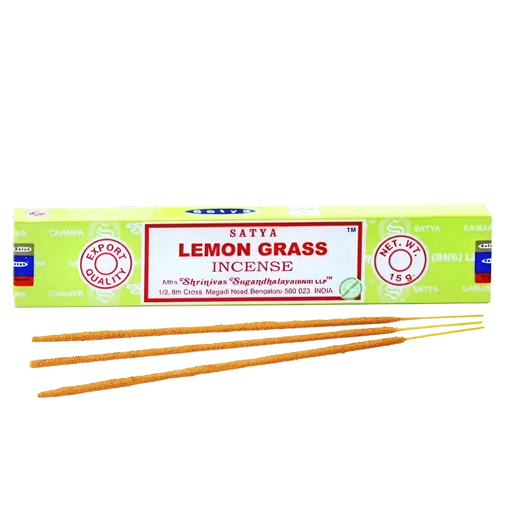 encens naturel indien lemongrass (citronnelle) satya - paquet de 15g soit environ 12 bâtonnets.