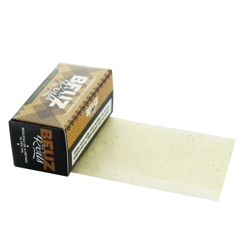 Papier à rouler en rouleau, naturel, marron, non blanchi, fabriqué avec du chanvre. Rolls BEUZ STAR.