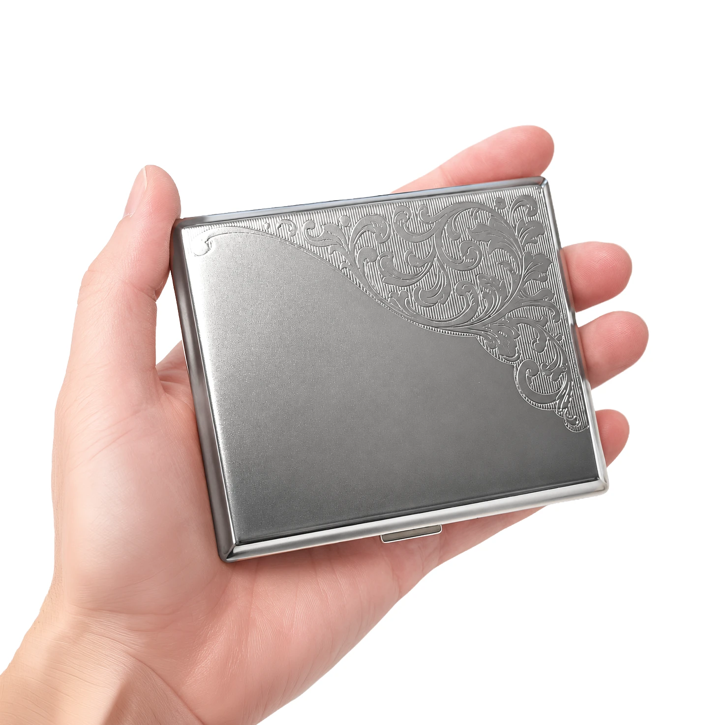 boite à cigarettes en métal inoxydable gris design élégant venetian classic.