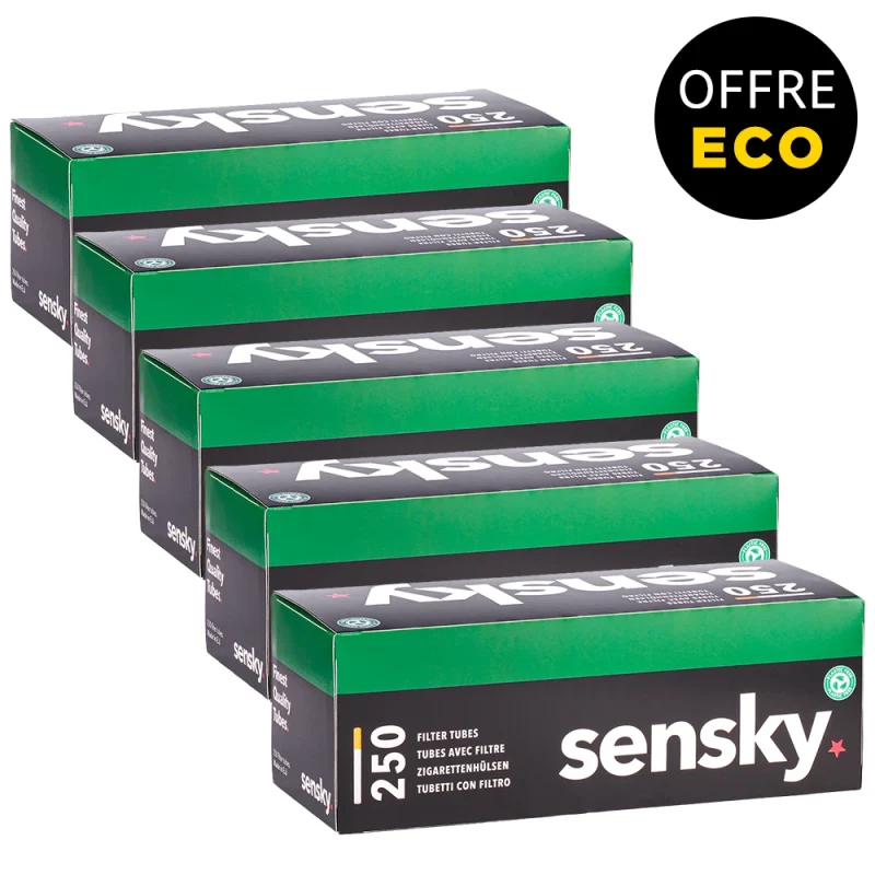 Pack de 5 boites de 250 tubes à cigarettes pas cher de la marque Sensky