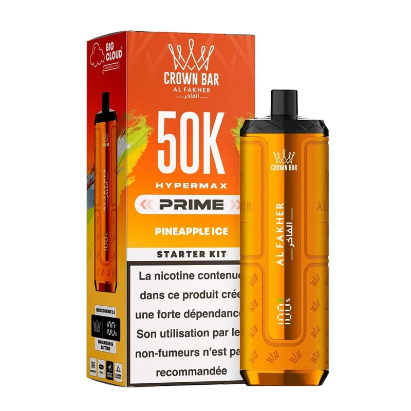 puff al fakher 50k crown bar hyper max prime gout pineapple ice (anans givré glacé)