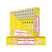 Encens Satya Spiritual Healing - Boite de 12 paquets - encens naturel indien à base de plantes et d'épices, idéal pour la méditation.