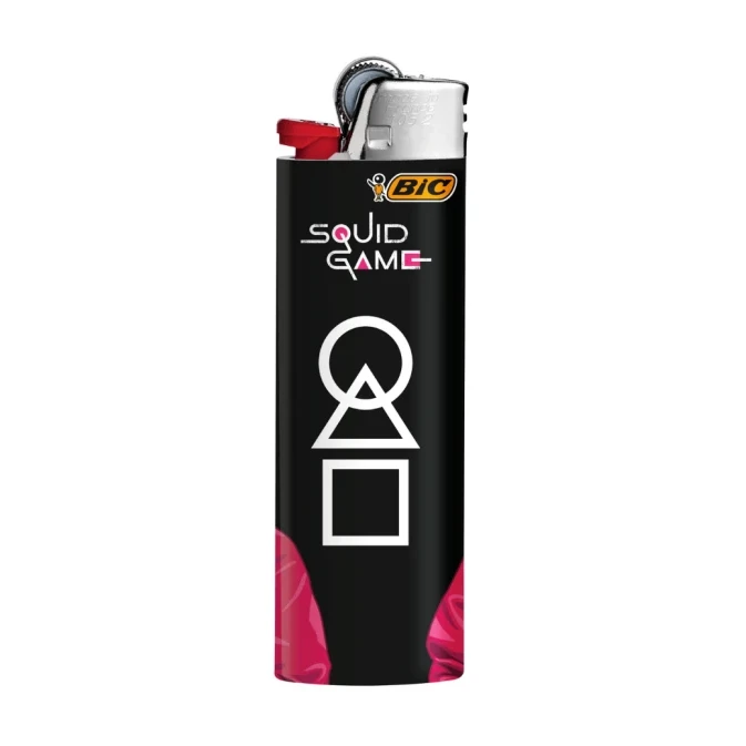 briquet bic squid game décor masques rond, carré, triangle