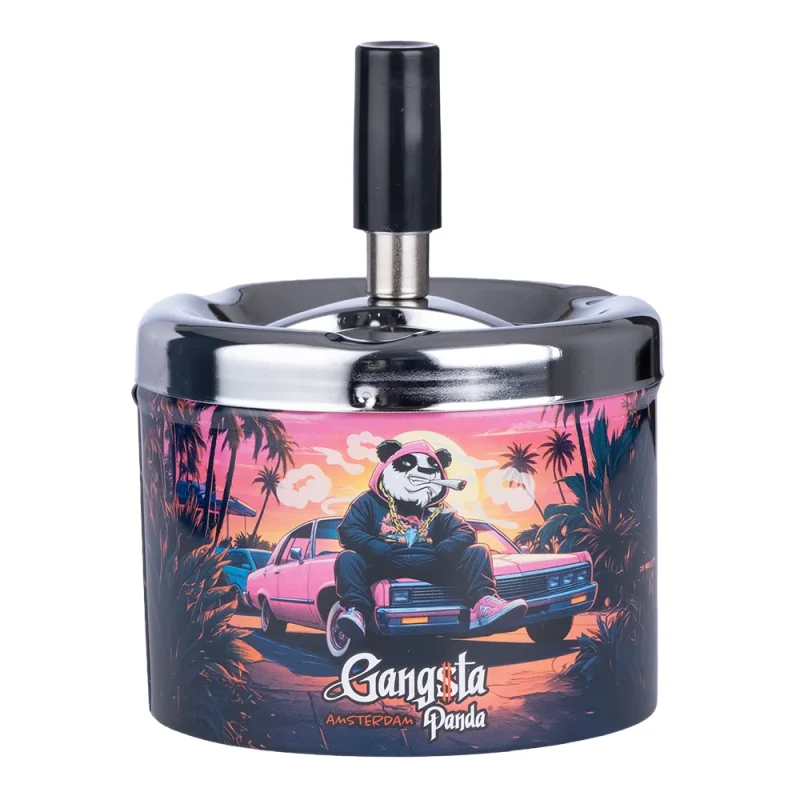 Cendrier poussoir métal Gangsta Panda Pink Cadillac
