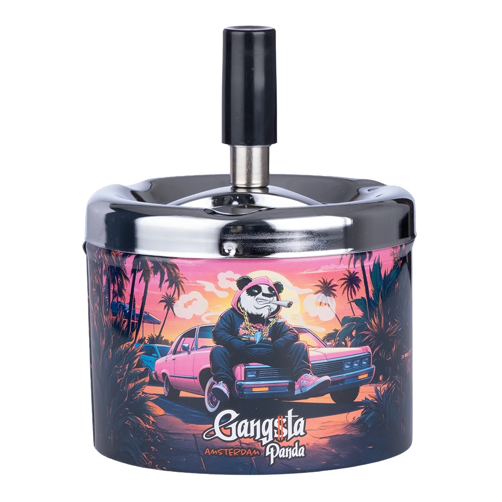 Cendrier poussoir métal Gangsta Panda Pink Cadillac