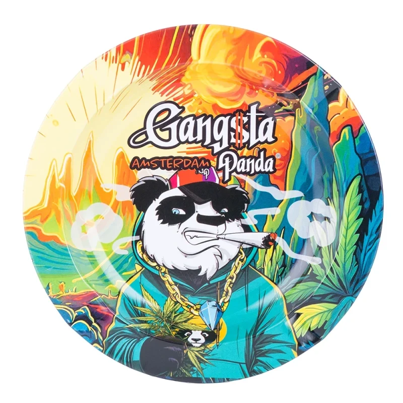 cendrier rond en métal design original gangsta panda weed amsterdam