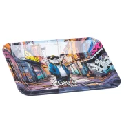 plateau fumeur, plateau en métal petit format design original gangsta panda amsterdam
