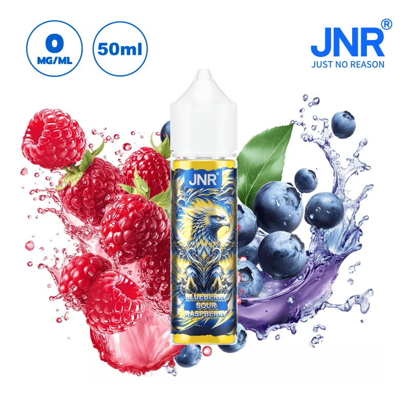 JNR - E-liquide 50 ml sans nicotine - Framboise et Myrtille