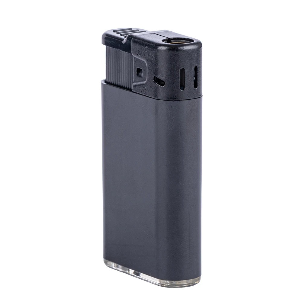briquet tempête noir simple, format compact, rechargeable en gaz